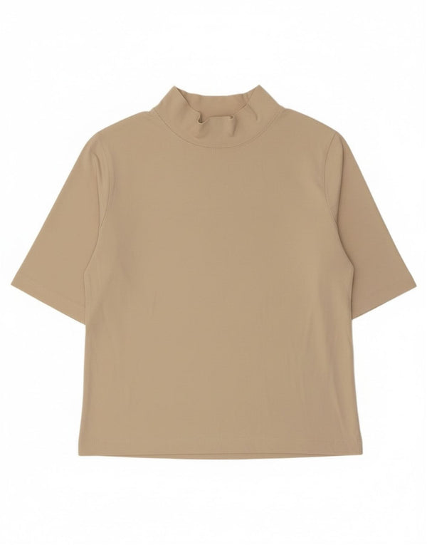 Zara Womens Short Sleeve Blouse Top UK 18 XL Beige Cotton
