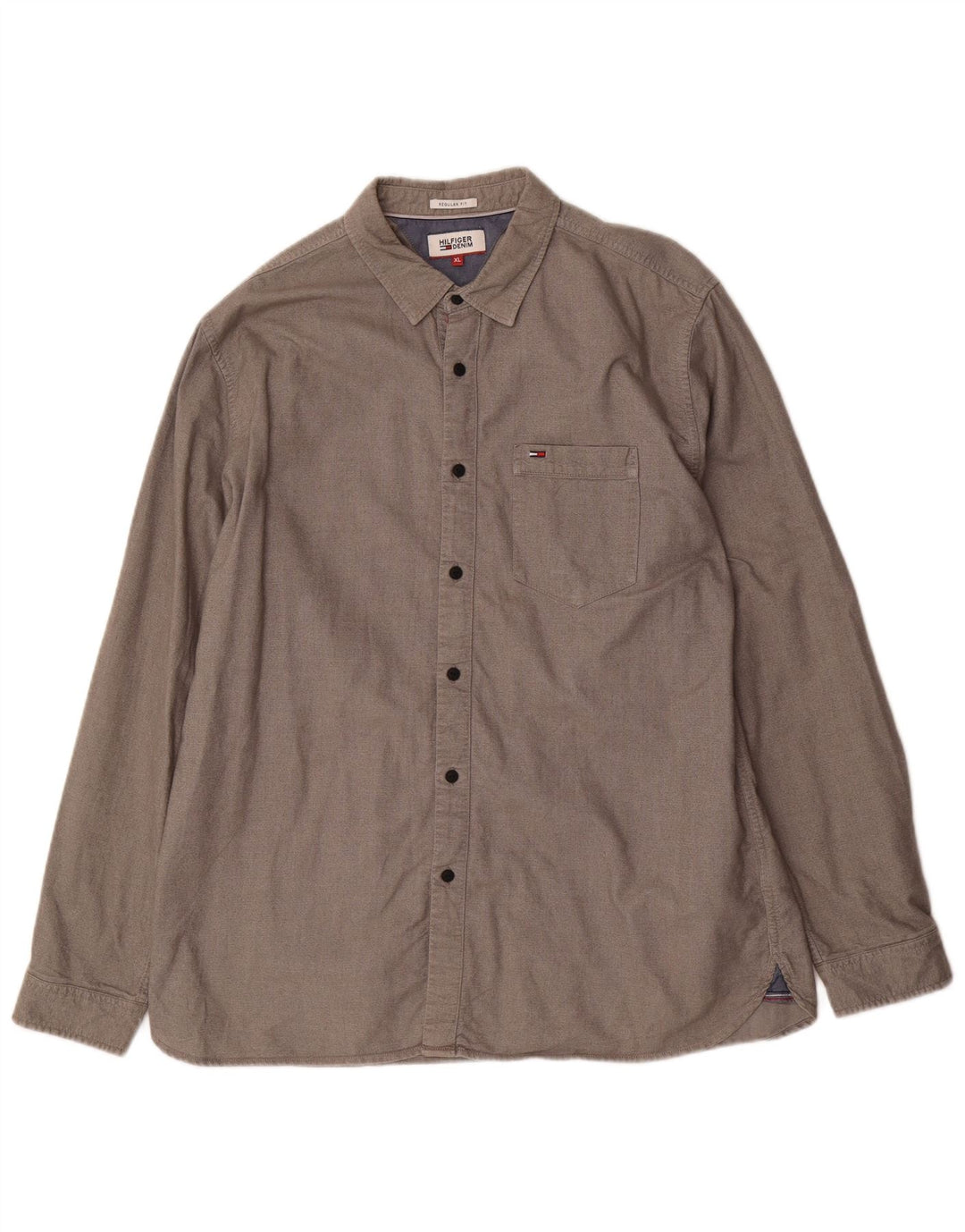 Tommy Hilfiger Herren Regular Fit Hemd XL Grau Baumwolle