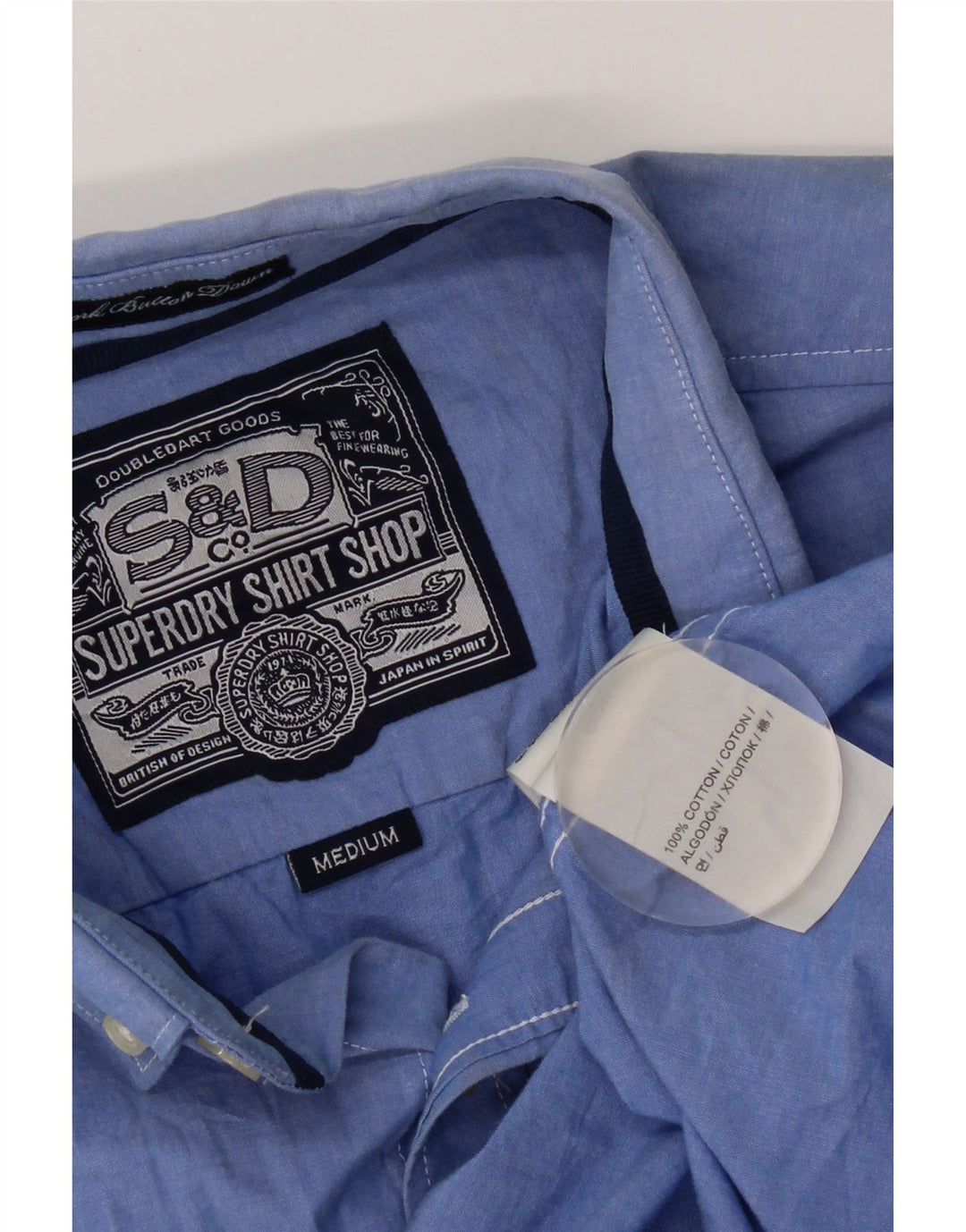 Superdry Herren-Kurzarmhemd aus mittelblauer Baumwolle