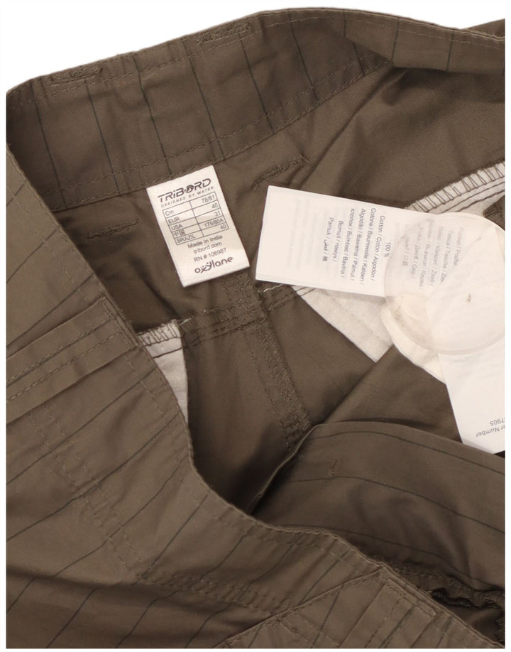 Tribord Herren Cargo-Shorts W31 Medium Khaki Nadelstreifen Baumwolle