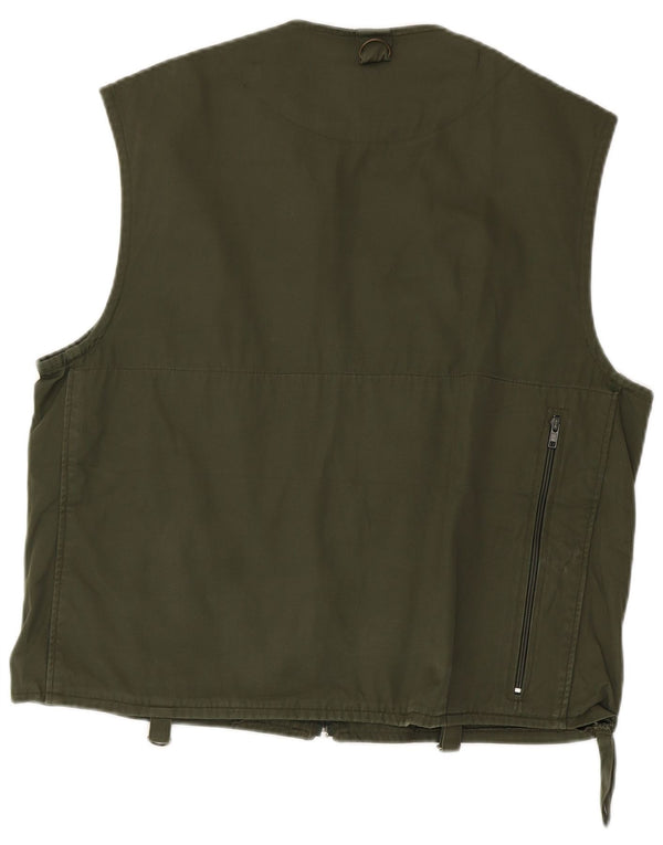 Vintage Herren Utility Gilet IT 52 XL Grüne Baumwolle