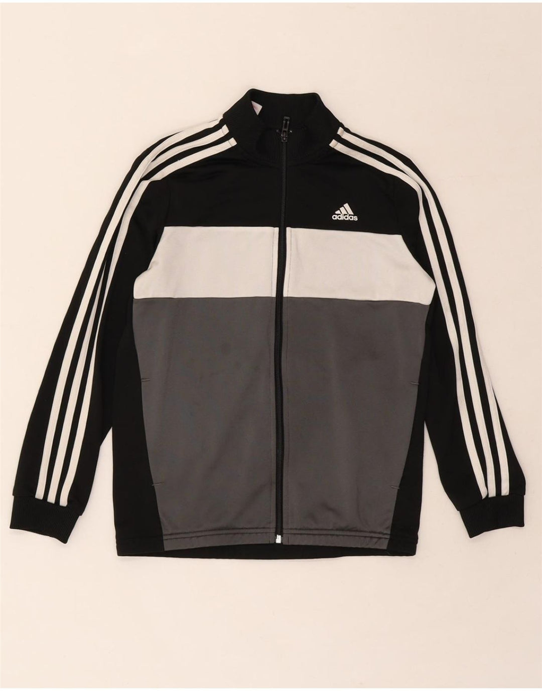 ADIDAS Boys Tracksuit Top Jacket 11-12 Years Black Colourblock Polyester Vintage Adidas and Second-Hand Adidas from Messina Hembry 