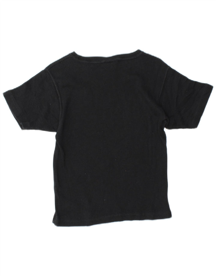 CHAMPION Damen Crop T-Shirt Top UK 12 Mittelschwarze Baumwolle
