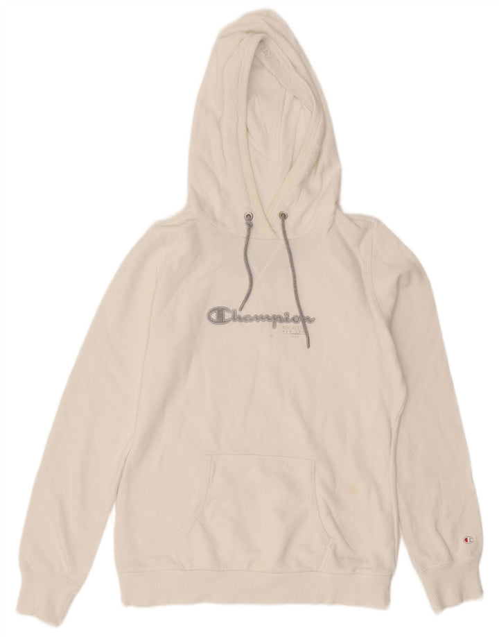 CHAMPION Damen Heritage Classics Graphic Hoodie Pullover UK 14 Mittelweiß