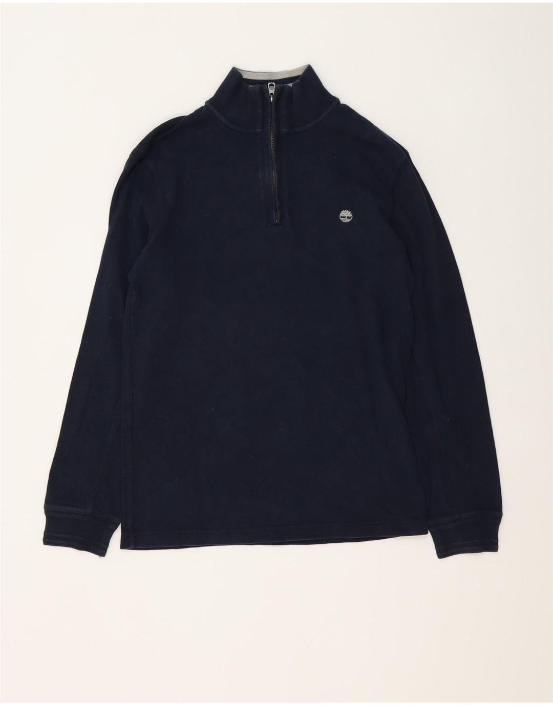 Timberland Herren-Sweatshirt mit Reißverschluss am Hals, Größe S, marineblaue Baumwolle