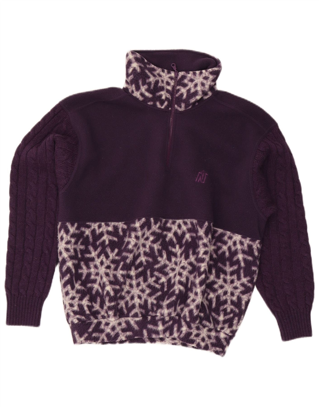 Nordica Womens Übergroßer Fleecepullover mit abstraktem Muster UK 10 Small Lila