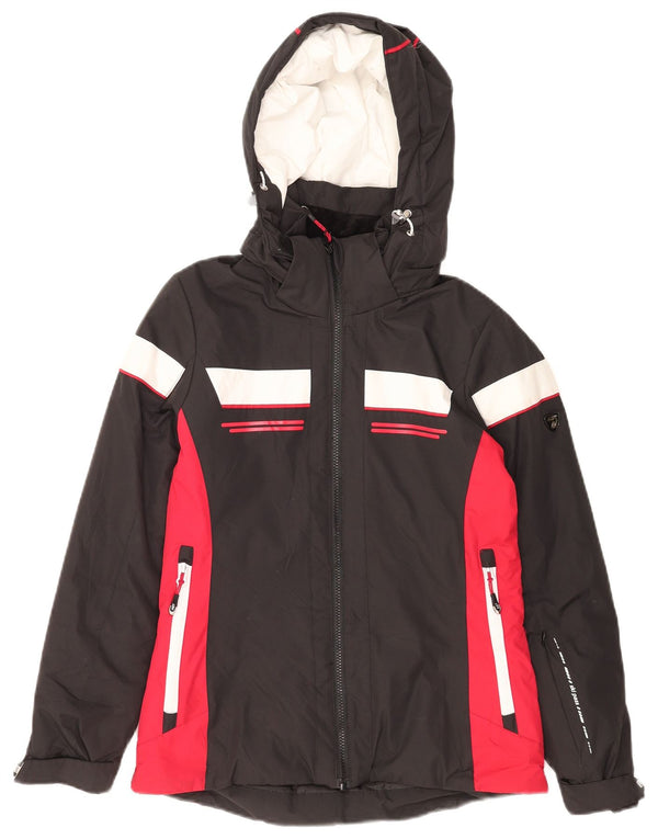 AST Herren-Regenjacke mit grafischer Kapuze, UK 34, XS, schwarzes Farbblock-Polyester