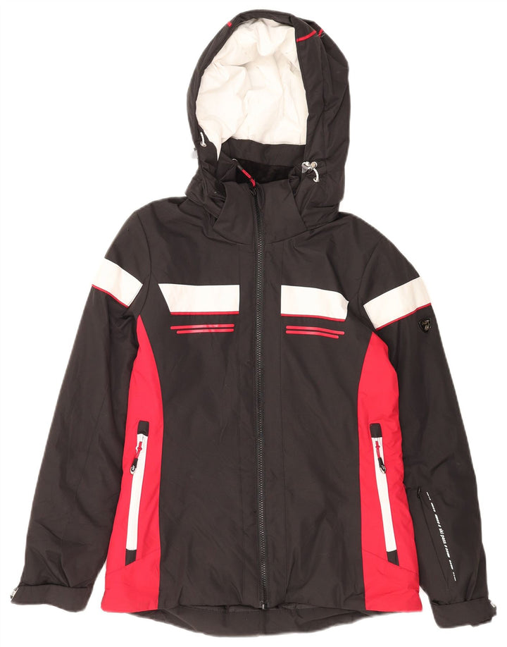 AST Herren-Regenjacke mit grafischer Kapuze, UK 34, XS, schwarzes Farbblock-Polyester