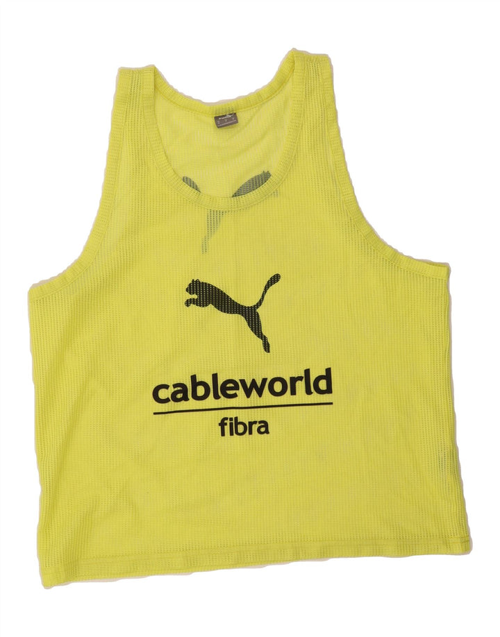 PUMA Womens Graphic Vest Top UK 14 Medium Yellow Polyester Vintage Puma and Second-Hand Puma from Messina Hembry 