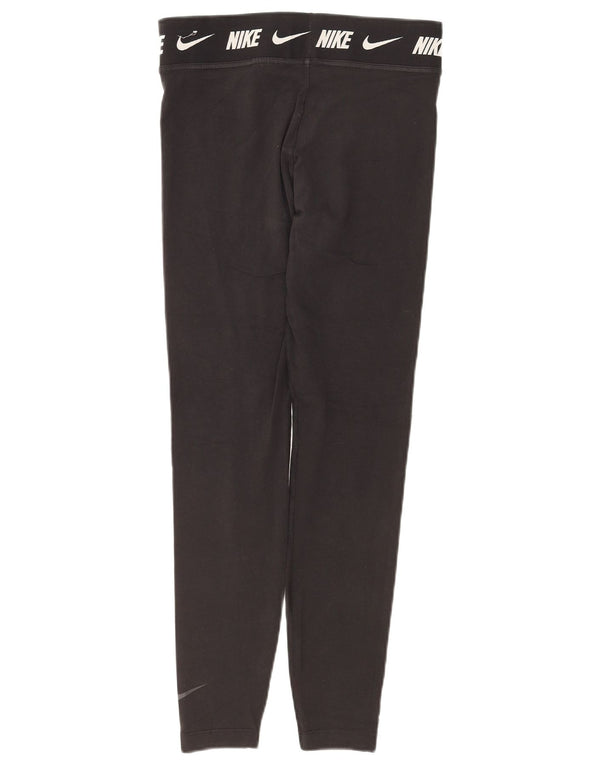 NIKE Damen Tight Fit Graphic Leggings UK 12 Mittelschwarze Baumwolle
