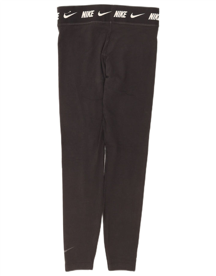 NIKE Damen Tight Fit Graphic Leggings UK 12 Mittelschwarze Baumwolle