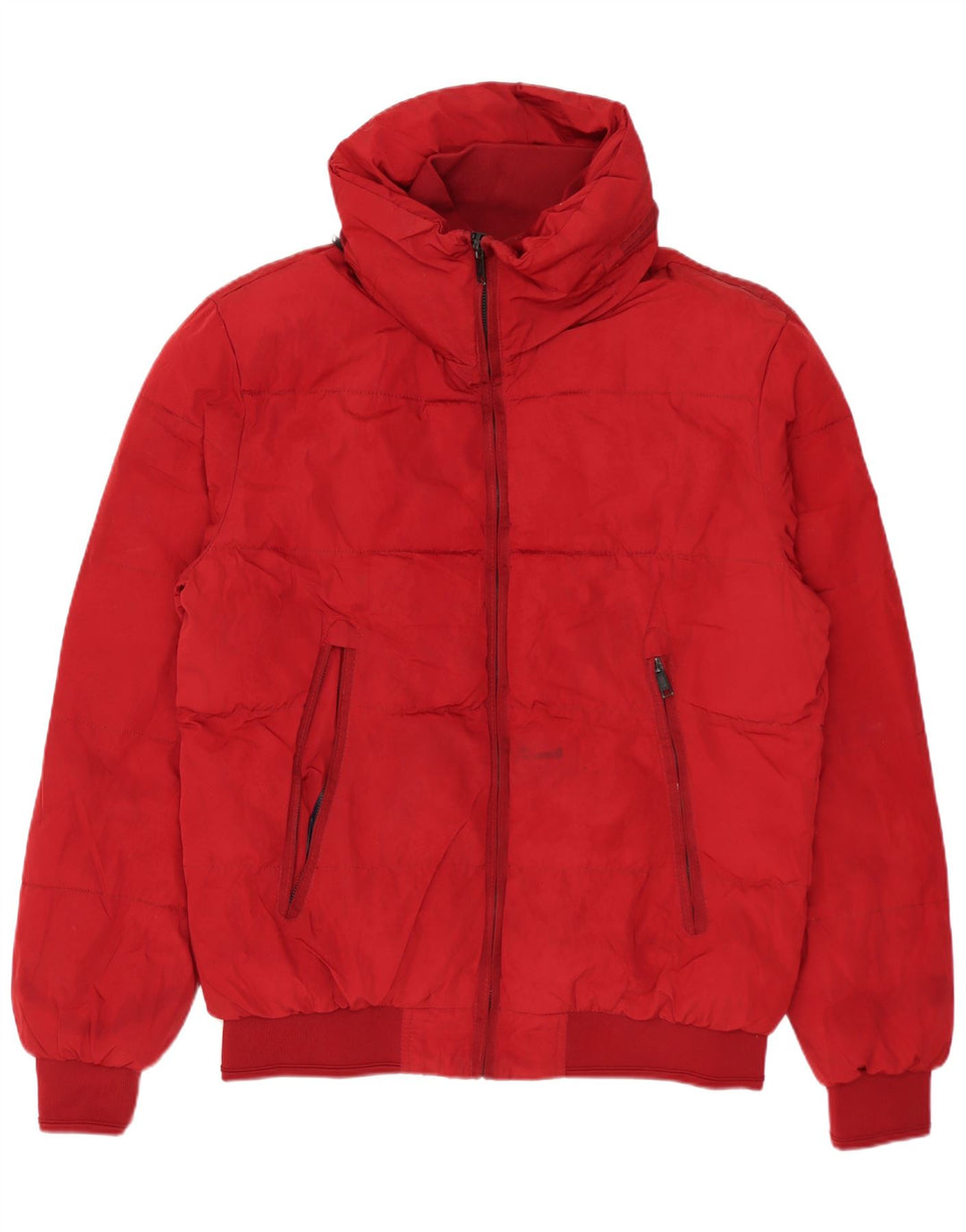 ZARA Herren Wattierte Jacke UK 40 Large Rot Polyester