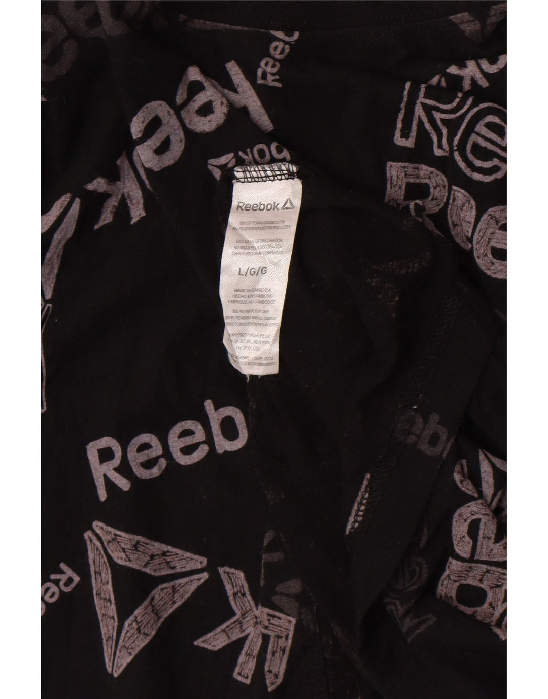 Reebok Herren Graphic T-Shirt Top Large Schwarz Baumwolle