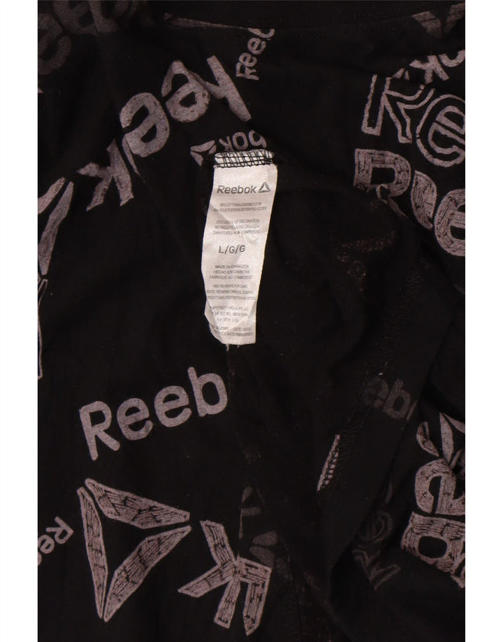 Reebok Herren Graphic T-Shirt Top Large Schwarz Baumwolle