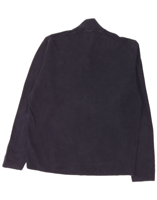Massimo Dutti Herren-Pullover mit Reißverschluss, XL, marineblaue Baumwolle