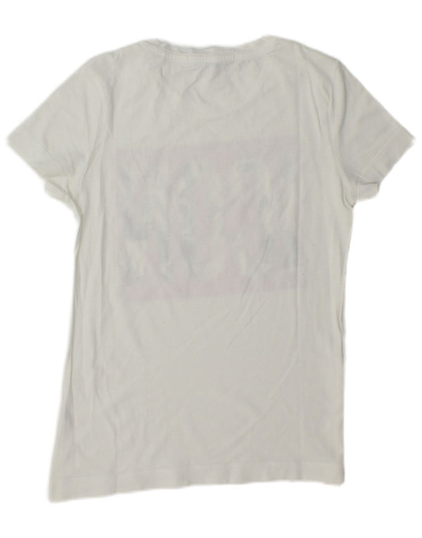 Guess Damen Grafik-T-Shirt-Oberteil UK 14 Medium Weiß