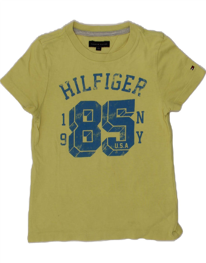 TOMMY HILFIGER Boys Graphic T-Shirt Top 3-4 Years Yellow Vintage Tommy Hilfiger and Second-Hand Tommy Hilfiger from Messina Hembry 