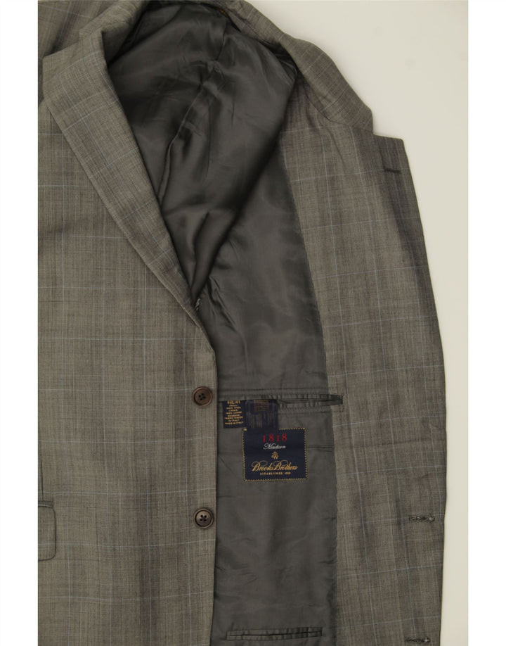 BROOKS BROTHERS Mens 2 Button Blazer Jacket UK 40 Large Grey Check Wool Vintage Brooks Brothers and Second-Hand Brooks Brothers from Messina Hembry 
