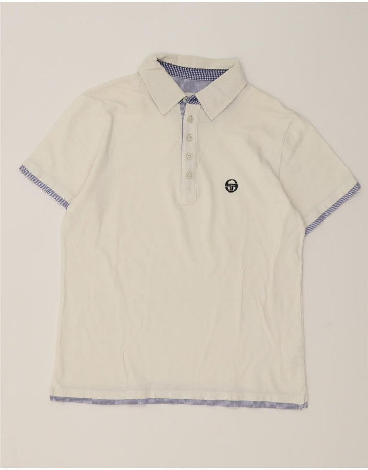 Sergio Tacchini Herren-Poloshirt, groß, weiß gestreift, Baumwolle