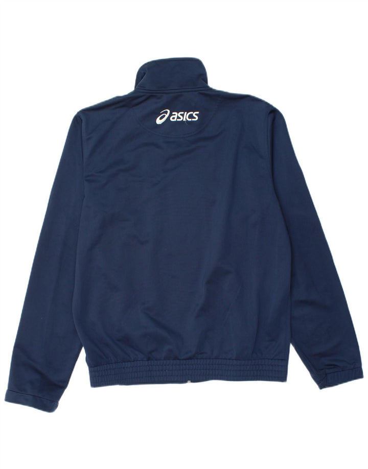 Asics Herren-Trainingsanzug-Oberteil, Jacke, klein, marineblau, Farbblock-Polyester