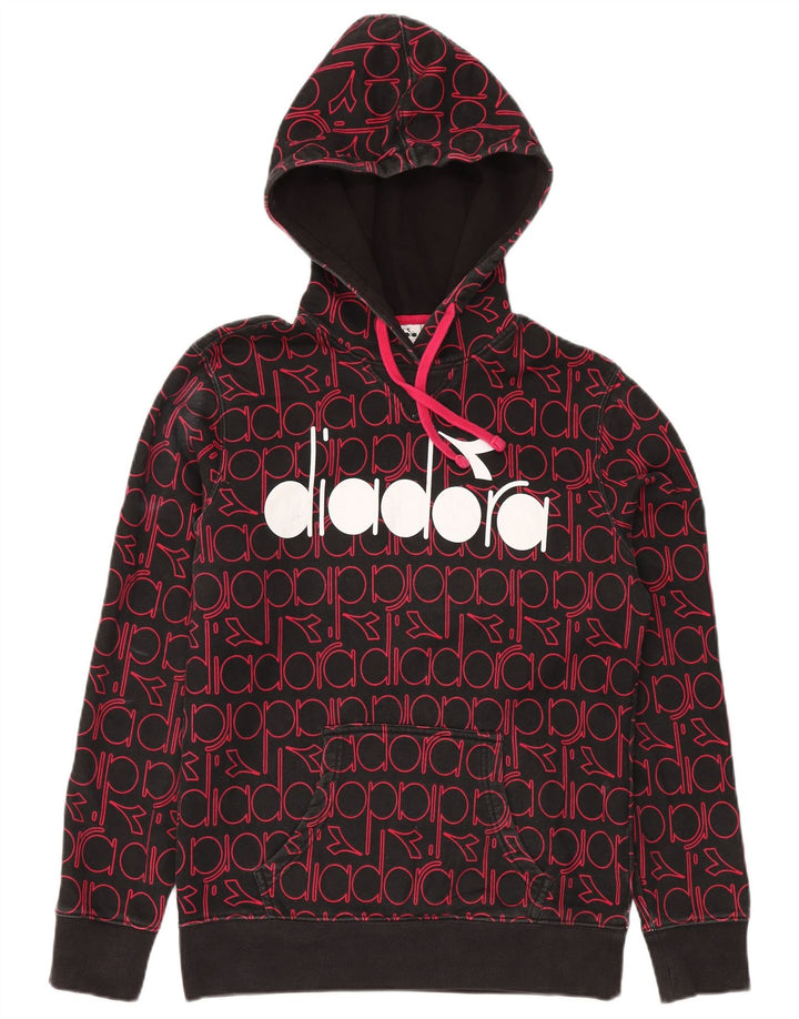 DIADORA Herren-Kapuzenpullover mit Grafik, mittelschwarz, Baumwolle