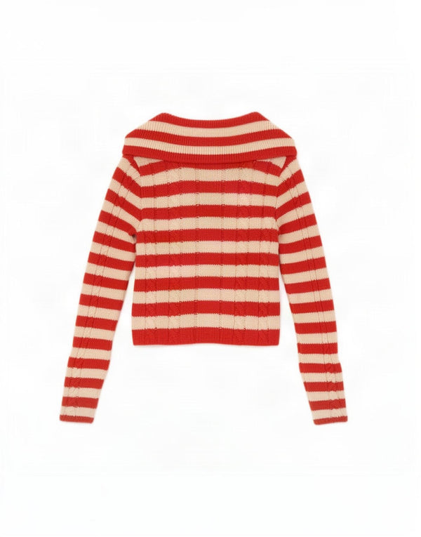 Zara Damen-Cardigan-Pullover UK 4 XS Rot gestreift aus Acryl