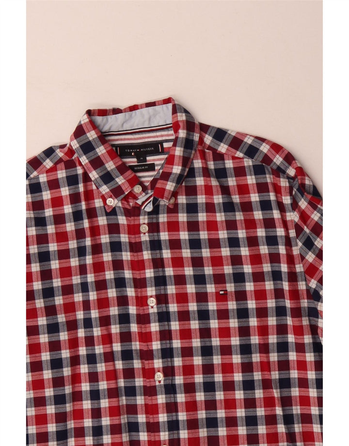 TOMMY HILFIGER Herren-Hemd mit normaler Passform, mittelrote Gingham-Baumwolle
