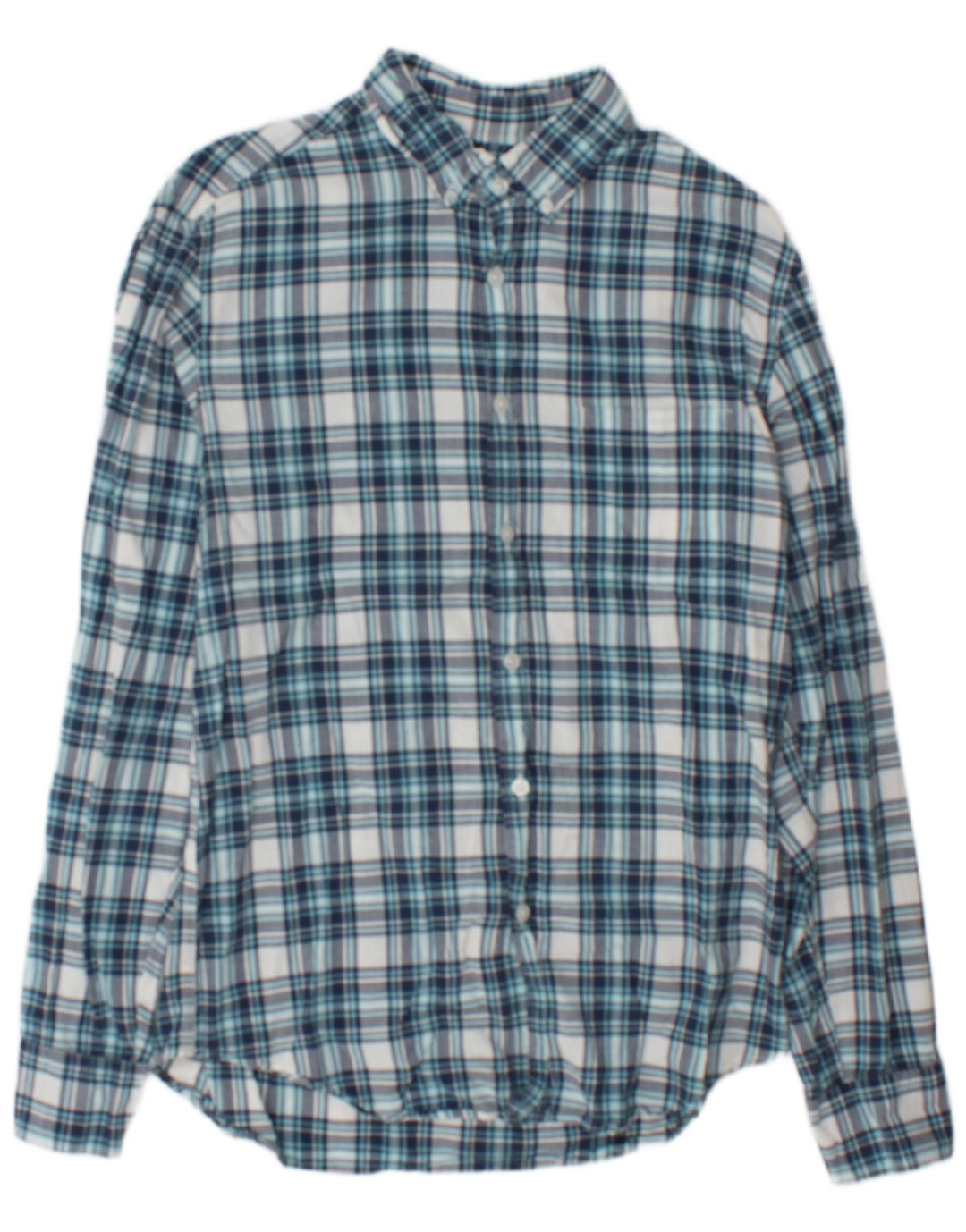 J. Crew Herren-Flanellhemd aus mittelblau karierter Baumwolle
