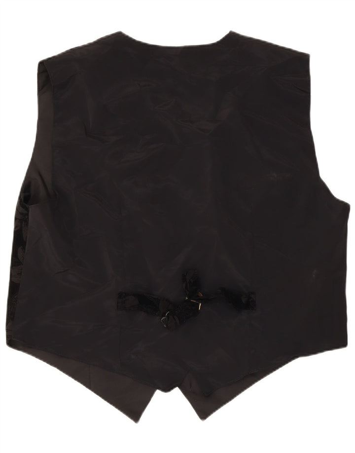 CARINA Damen Weste UK 20 2XL Schwarz geblümt