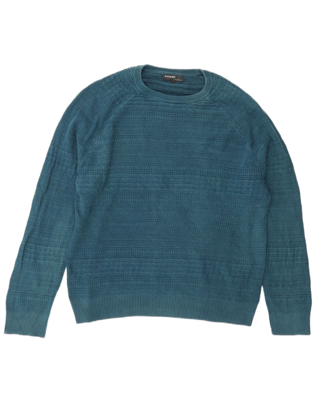 Marks & Spencer Herren Autograph Slim Fit Pullover mit Rundhalsausschnitt, Größe L, Blau