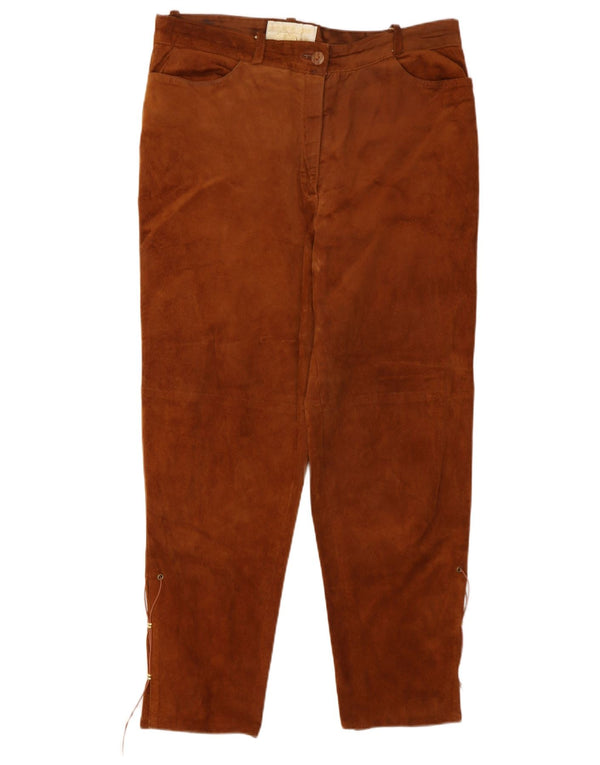 Apart Damen Tapered Wildlederhose W32 L27 Braunes Leder