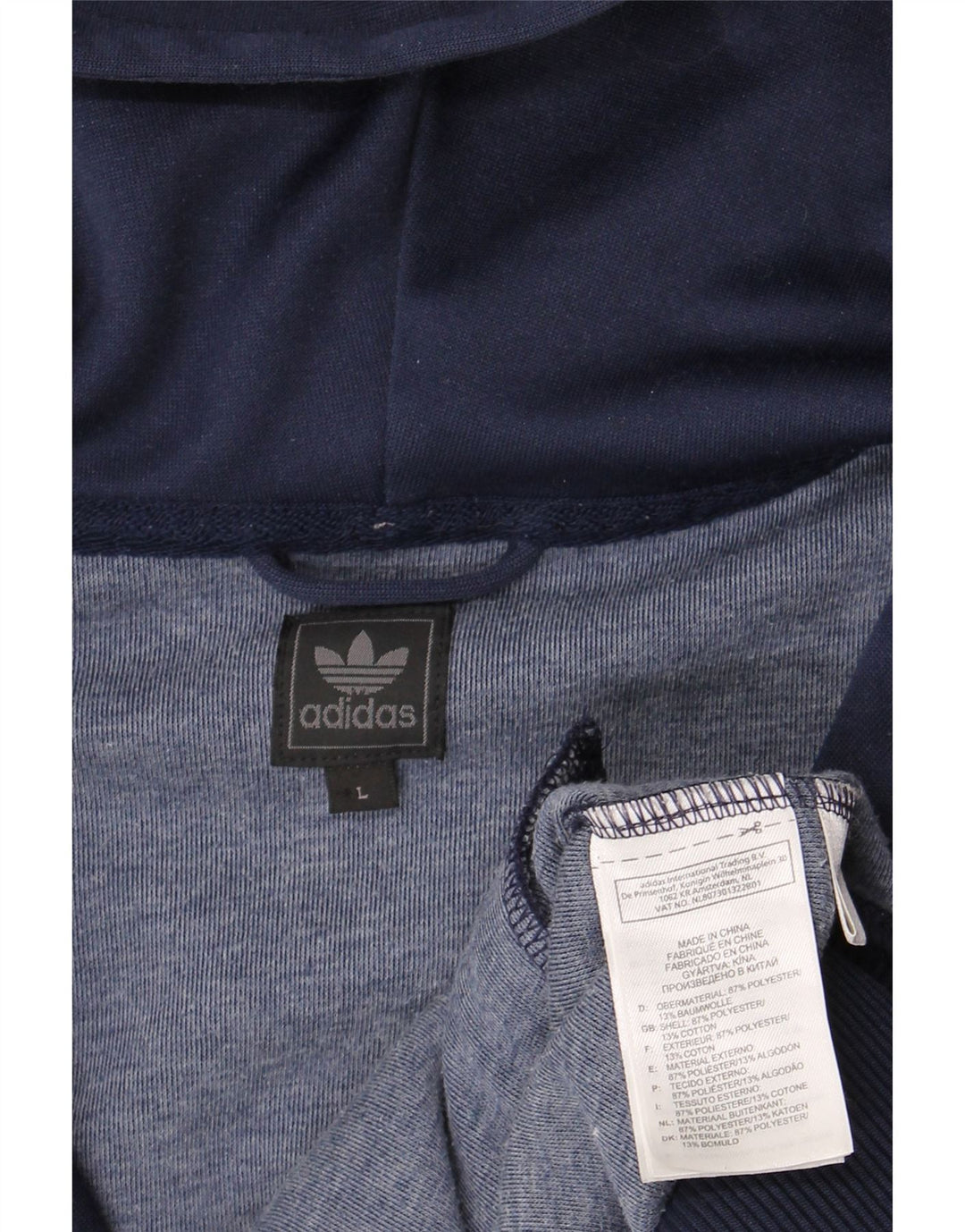 Adidas Herren-Kapuzenpullover mit Reißverschluss, groß, marineblaues Polyester
