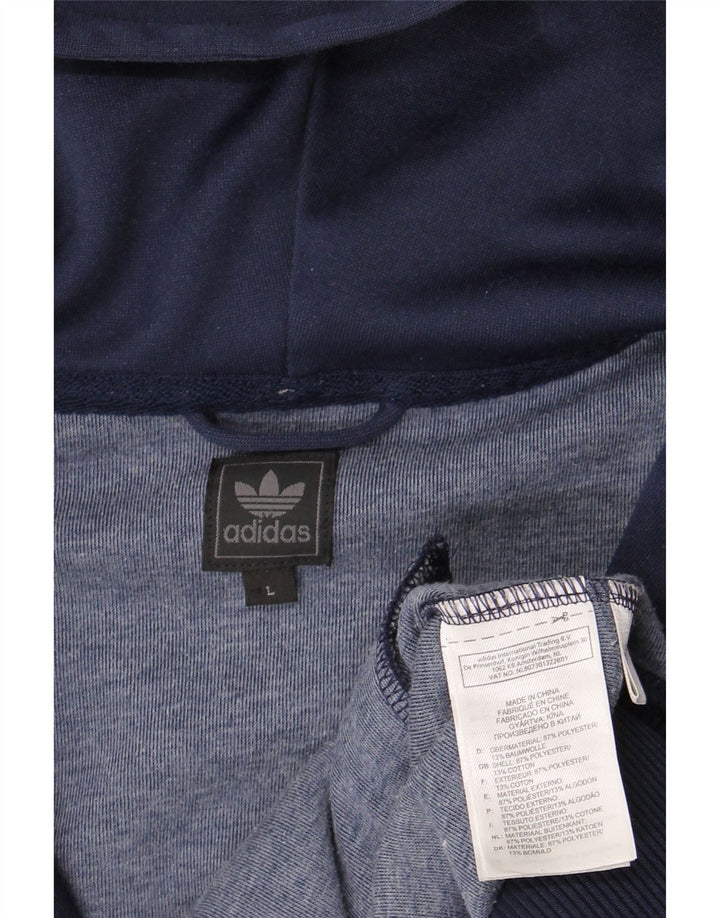 Adidas Herren-Kapuzenpullover mit Reißverschluss, groß, marineblaues Polyester