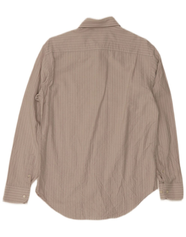 Armani Collezioni Mens Shirt Size 40 15 3/4 Medium Beige Pinstripe Cotton