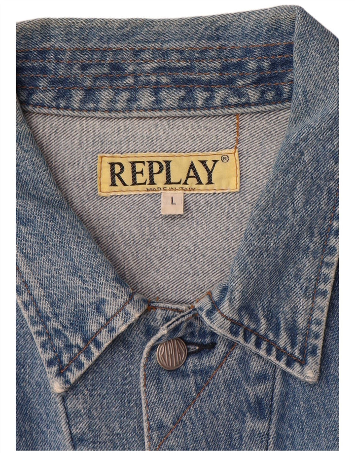 Replay Herren Jeansjacke UK 40 Large Blau Baumwolle