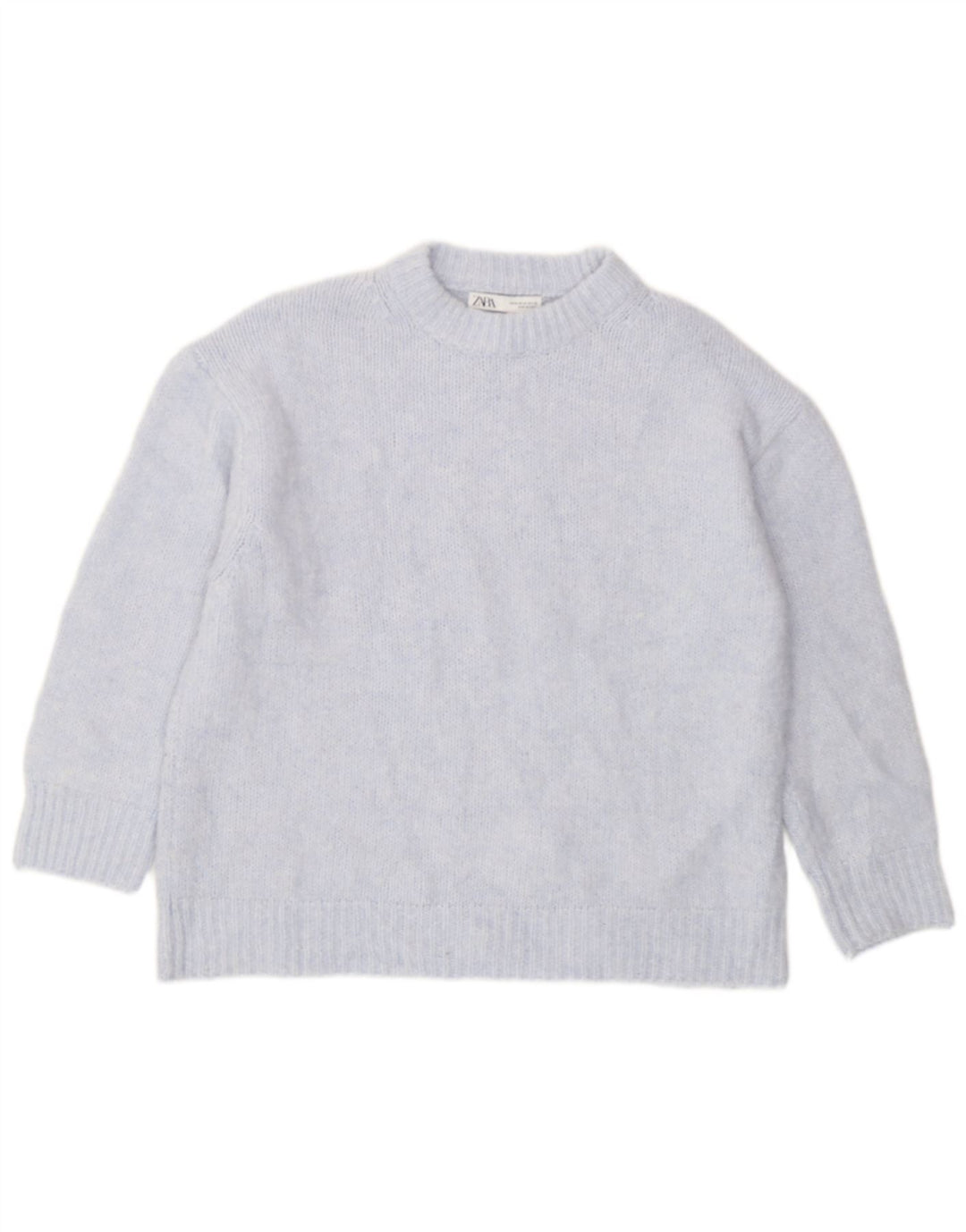 Zara Damen-Pullover mit Rundhalsausschnitt, übergroß, UK 14, Mittelblau, Polyester