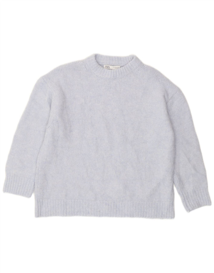 Zara Damen-Pullover mit Rundhalsausschnitt, übergroß, UK 14, Mittelblau, Polyester