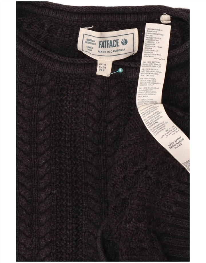 Fat Face Damen-Pullover, bauchfrei, übergroß, Rundhalsausschnitt, Gr. 10, Größe S, Grau