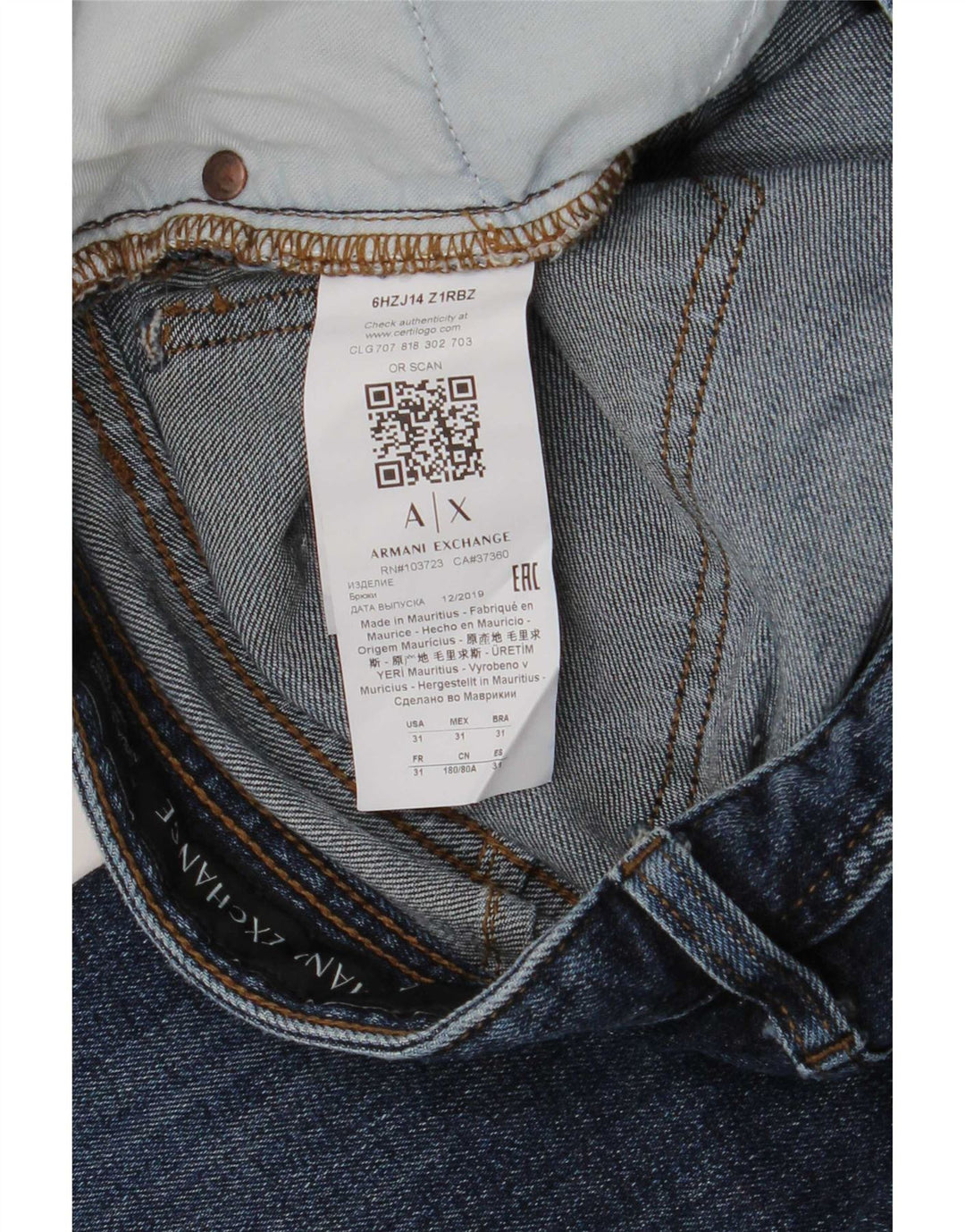 Armani Exchange Herren Slim Jeans W31 L31 Marineblaue Baumwolle
