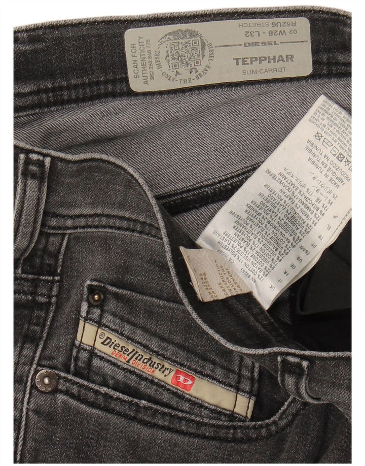 DIESEL Womens Tepphar Distressed Carrot Slim Jeans W28 L32 Grey Cotton