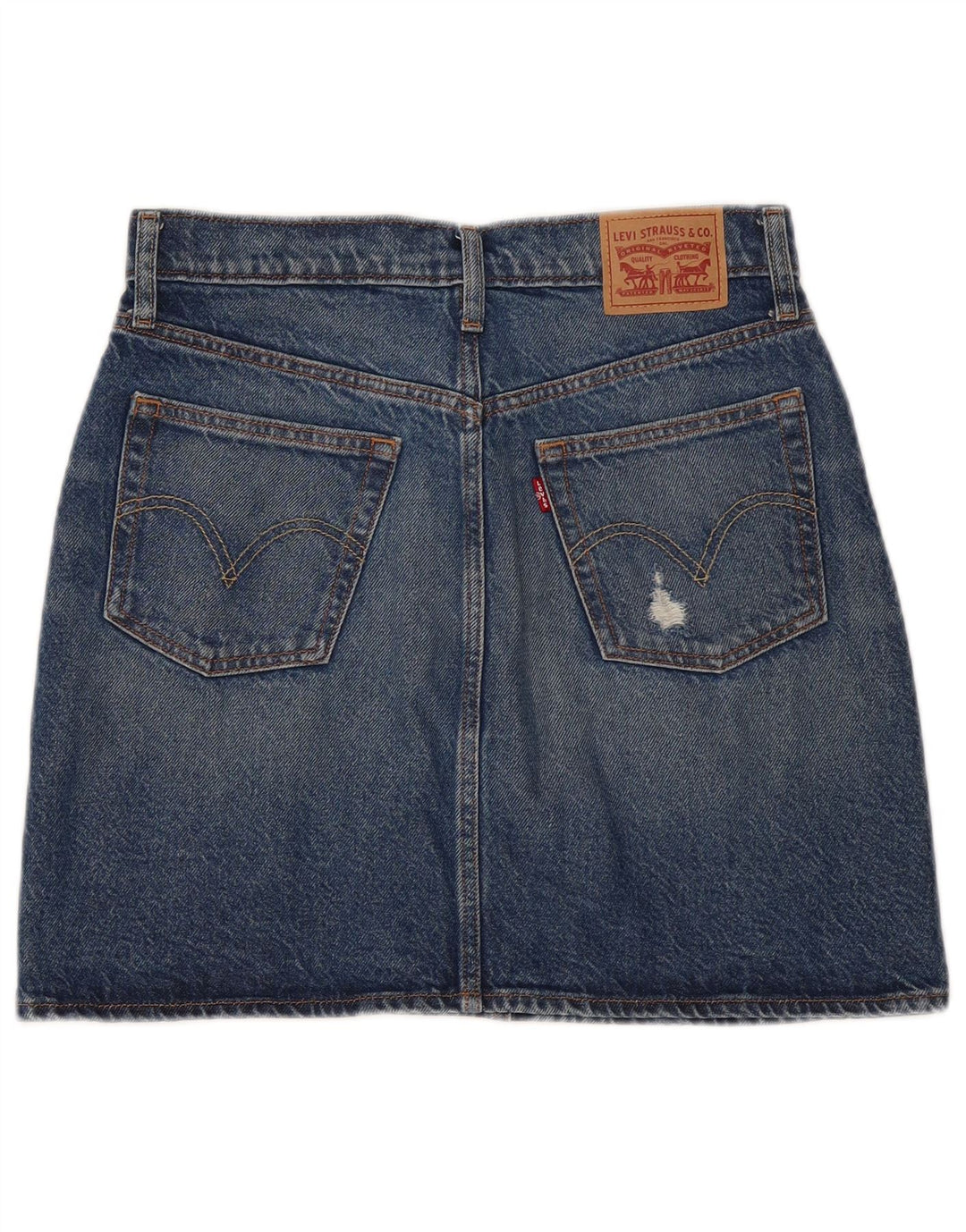Levi's Damen-Jeansrock im Distressed-Look, W28, mittelblaue Baumwolle