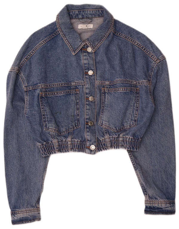 Topshop Damen Crop Denim Jacke UK 8 Small Blau