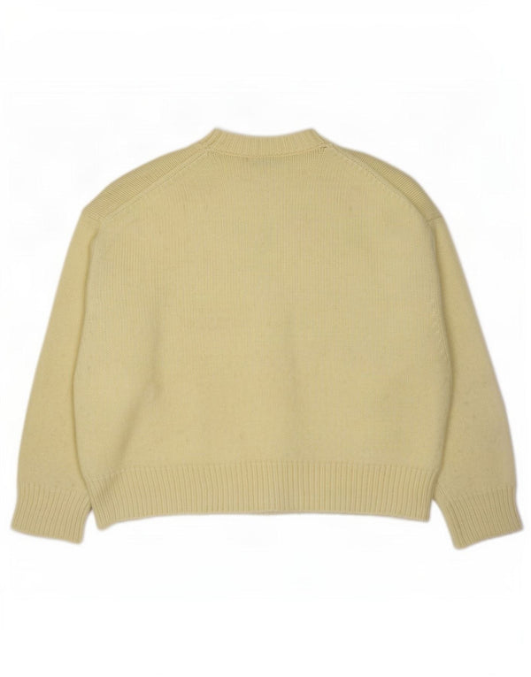 Zara Womens Oversized Crew Neck Jumper Sweater UK 14 Medium Yellow Acrylic