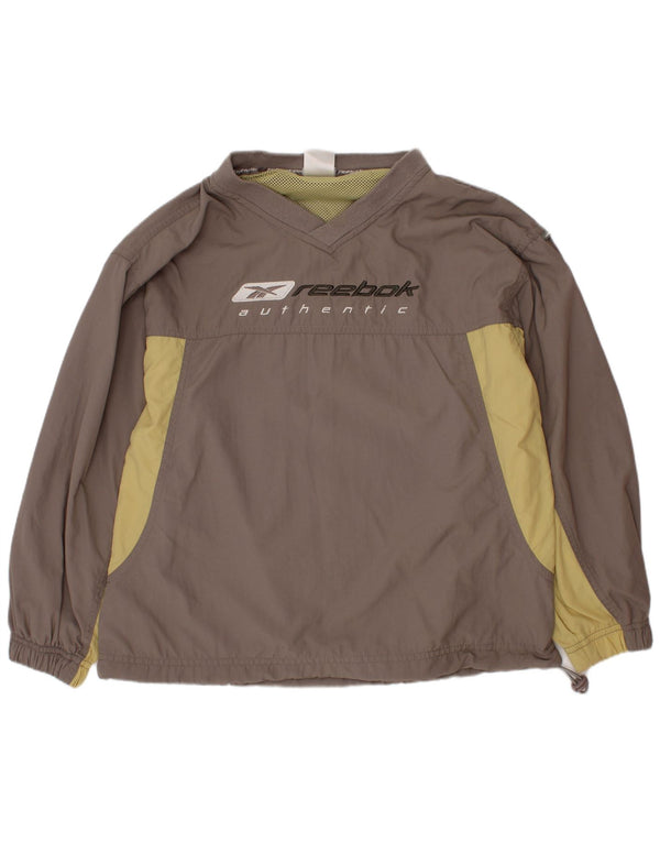 Reebok Jungen Grafik-Pullover-Trainingsanzug-Oberteil, 9–10 Jahre, Grau, Farbblock
