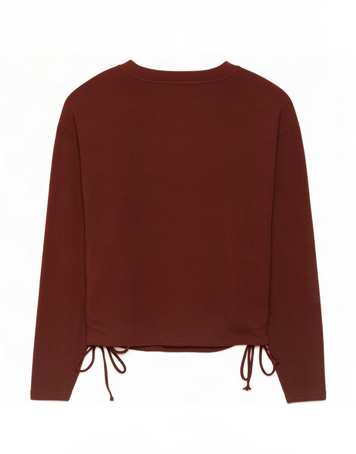 Zara Damen Top Langarm UK 14 Medium Burgund Polyester