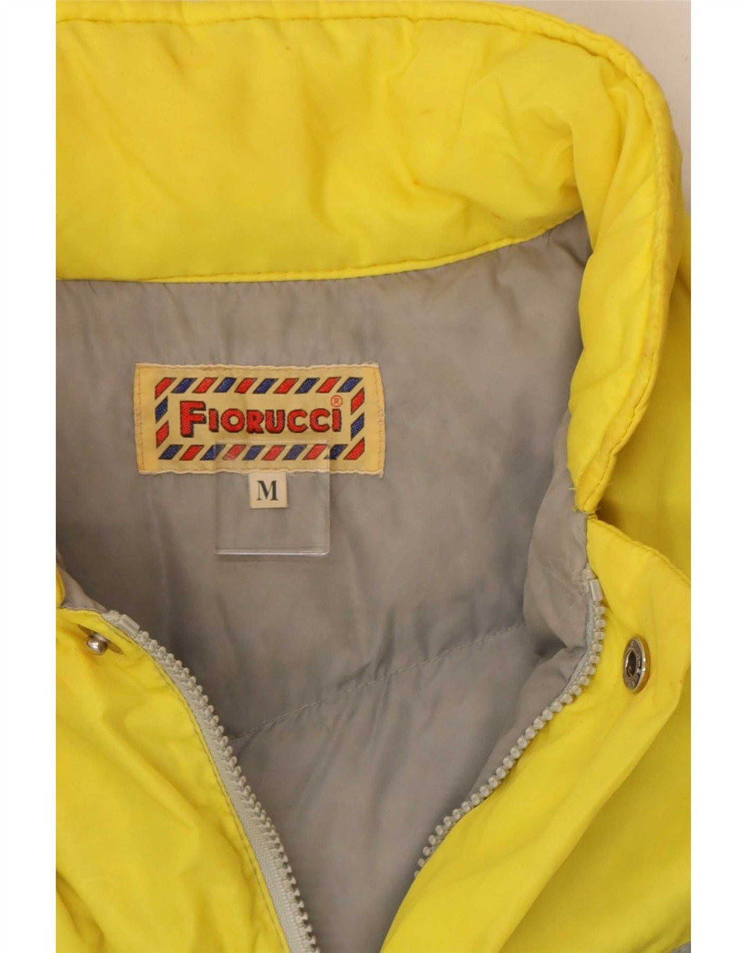 Fiorucci wattierte Herrenjacke mit Kapuze, UK 38, mittelgraues Colourblock-Nylon