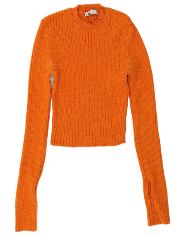 Zara Damen Crop Top UK 14 Large Orange