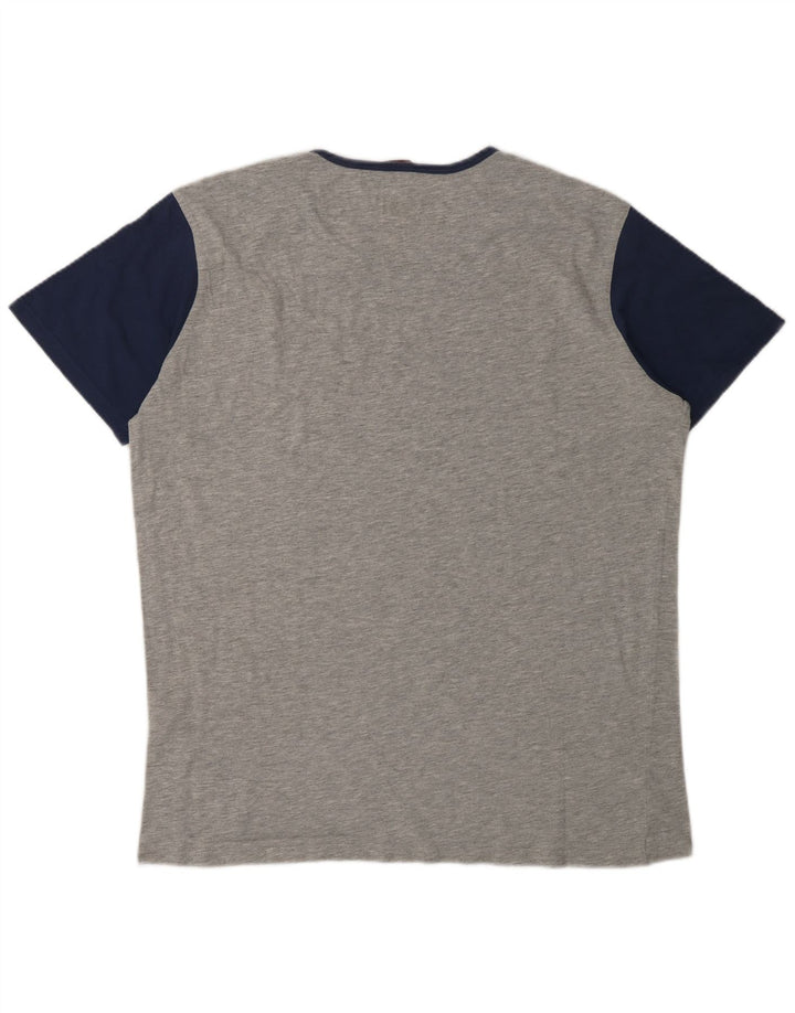CARRERA Mens Graphic T-Shirt Top Large Grey Colourblock Cotton