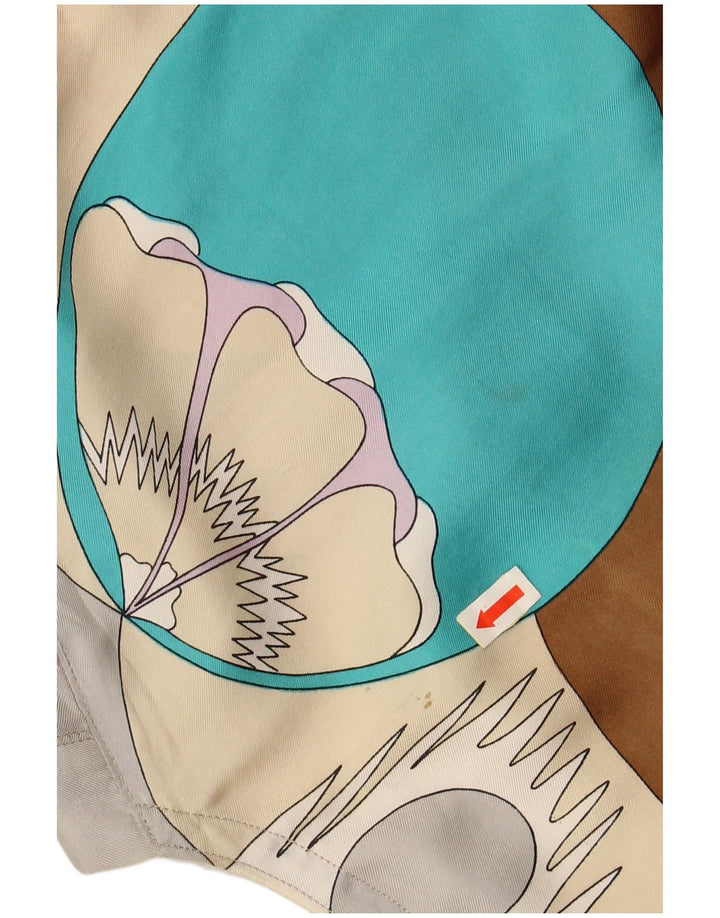 VINTAGE Damen Bluse mit abstraktem Muster UK 14 Medium Mehrfarbig