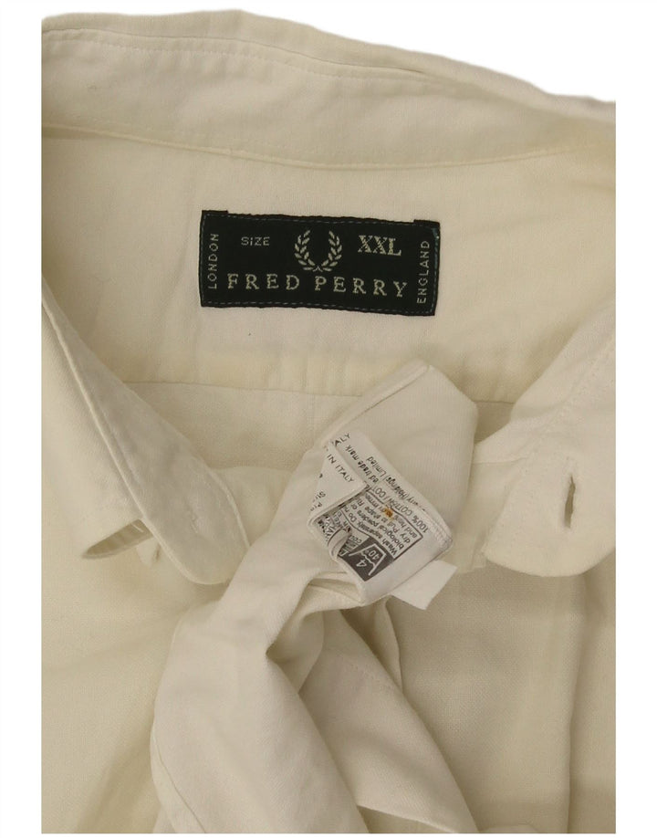 Fred Perry Herrenhemd 2XL aus weißer Baumwolle